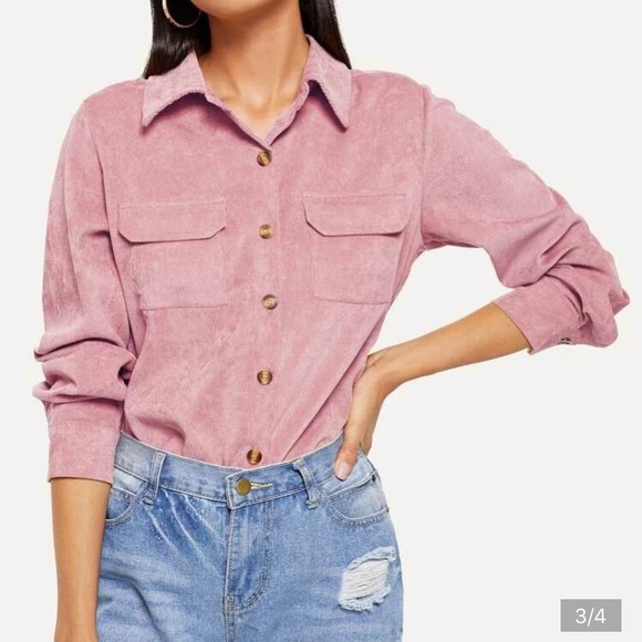 SHEIN Tops - Corduroy pocket utility shirt